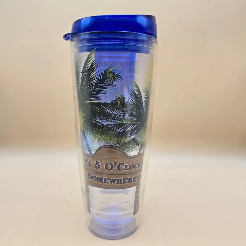 Margaritaville 26oz Insulated Tumbler It's‎ 5 O'Clock Somewhere Blue Lid USA